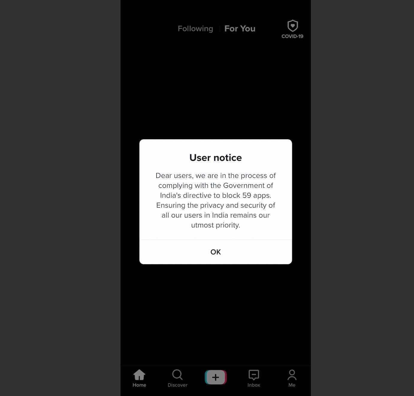 tiktok notice